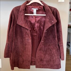 Maroon Suede Cape 100% Genuine Pig Suede 3/4 Sleeve Button Cape TSD Two Star Dog